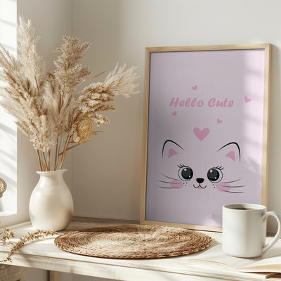 Pink Cat - Stretched Canvas, Poster or Fine Art Print I Heart Wall Art