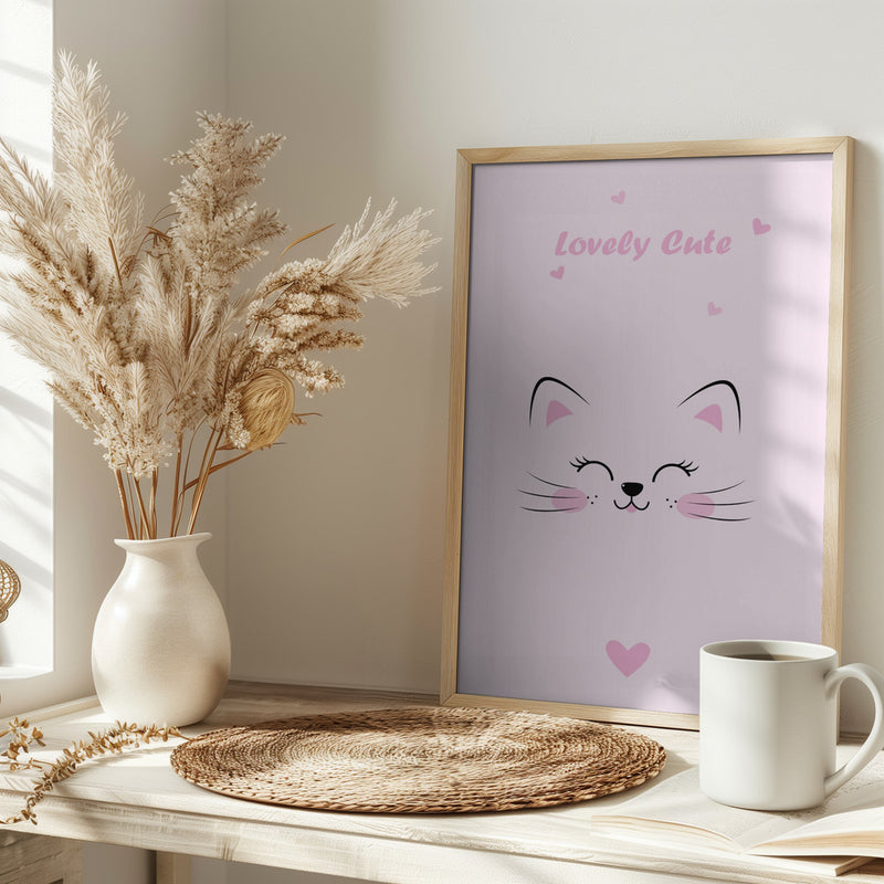 Pink Cat - Stretched Canvas, Poster or Fine Art Print I Heart Wall Art