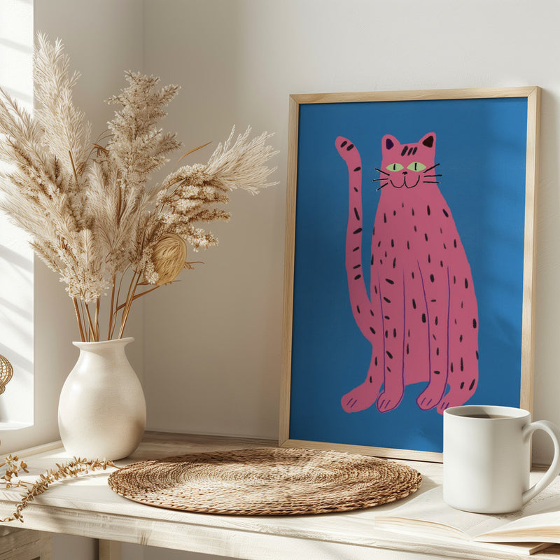 Pink cat - Stretched Canvas, Poster or Fine Art Print I Heart Wall Art