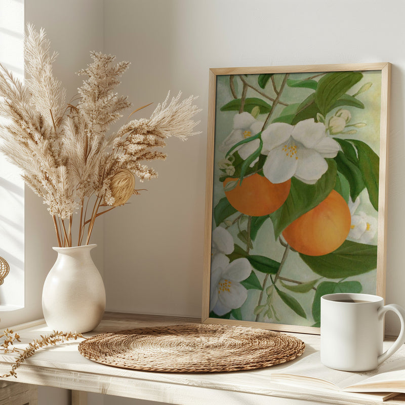 Branch of Orange Tree In Bloom - Stretched Canvas, Poster or Fine Art Print I Heart Wall Art