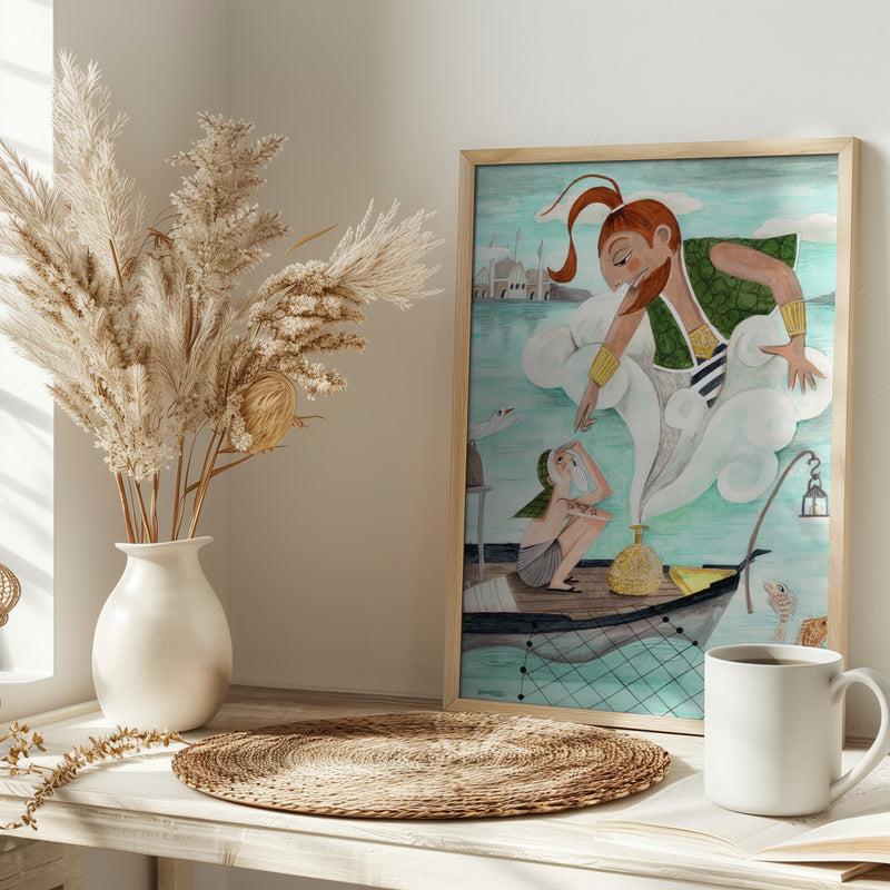 The Fisherman and the Jinni - Stretched Canvas, Poster or Fine Art Print I Heart Wall Art