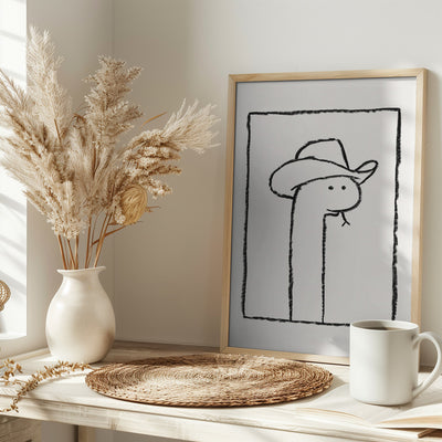 Squiggles the Snake In a Stetson - Stretched Canvas, Poster or Fine Art Print I Heart Wall Art