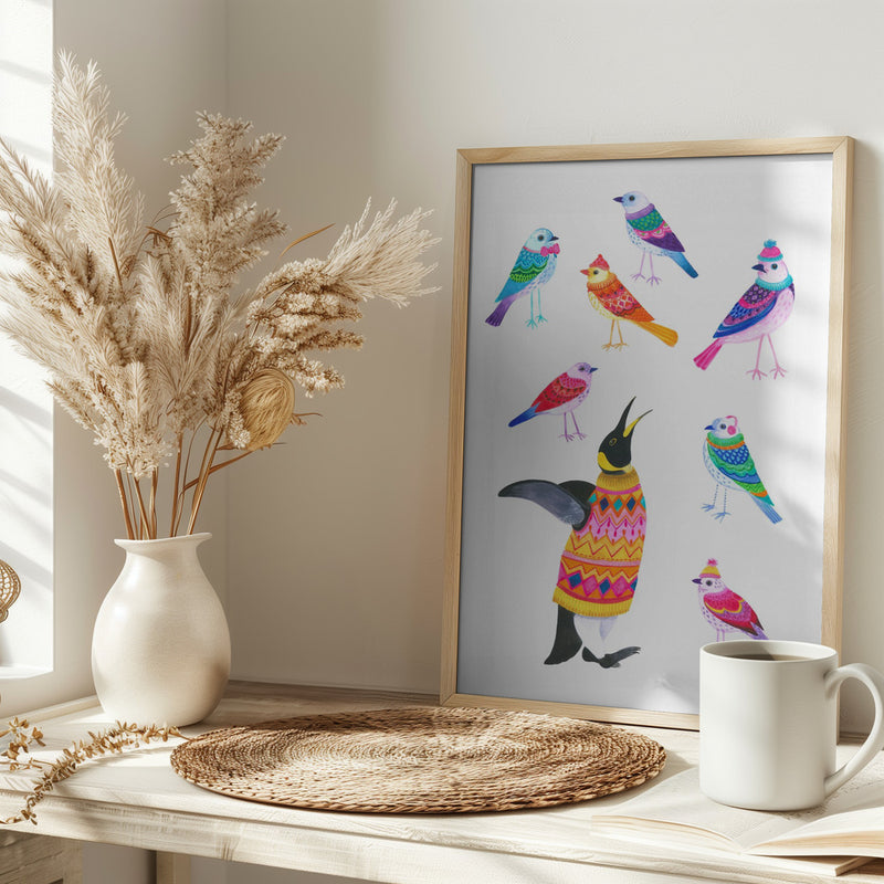 Winter Birds - Stretched Canvas, Poster or Fine Art Print I Heart Wall Art