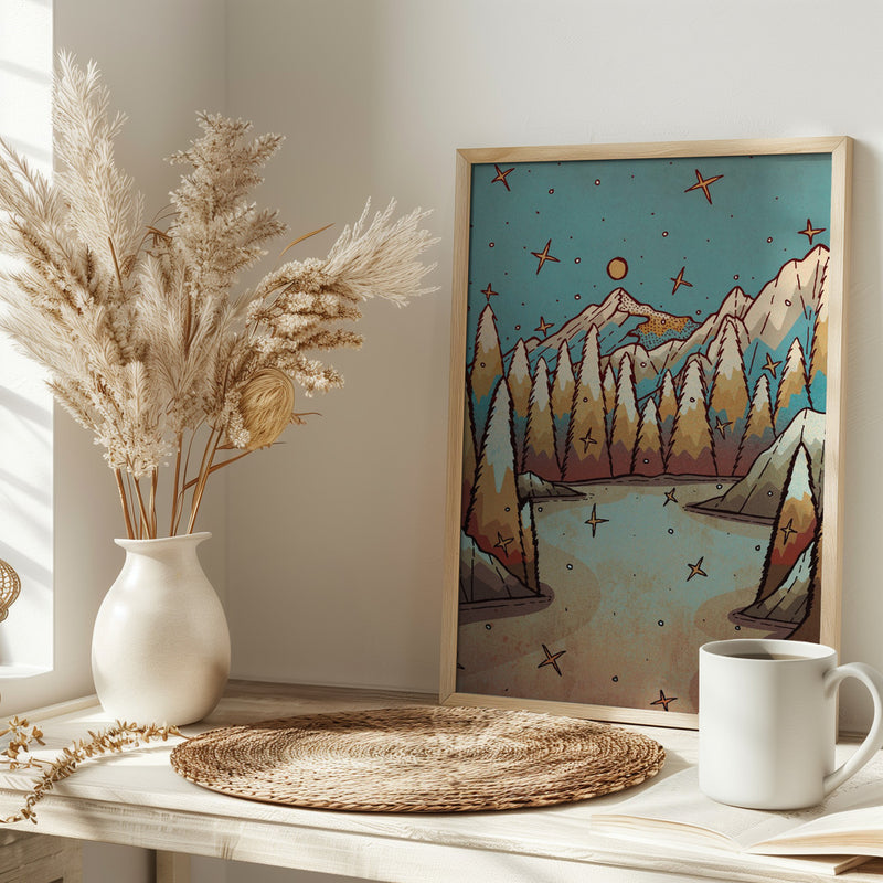 Winter of Gold and Blue - Stretched Canvas, Poster or Fine Art Print I Heart Wall Art