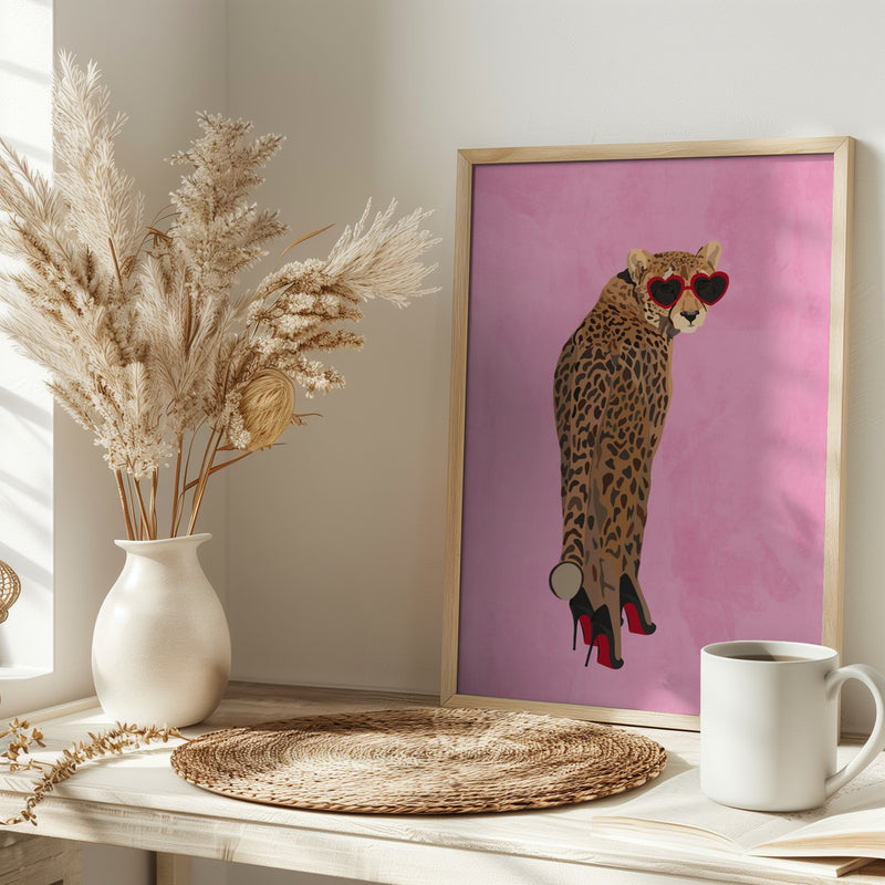 Sexy cheetah in heels - Stretched Canvas, Poster or Fine Art Print I Heart Wall Art