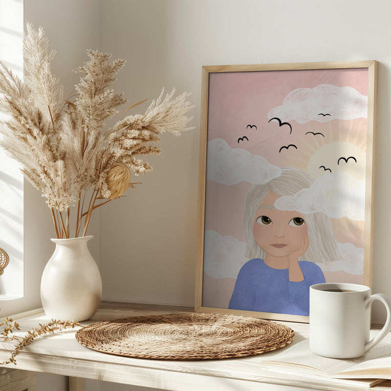 She´s got her head among the clouds - Stretched Canvas, Poster or Fine Art Print I Heart Wall Art