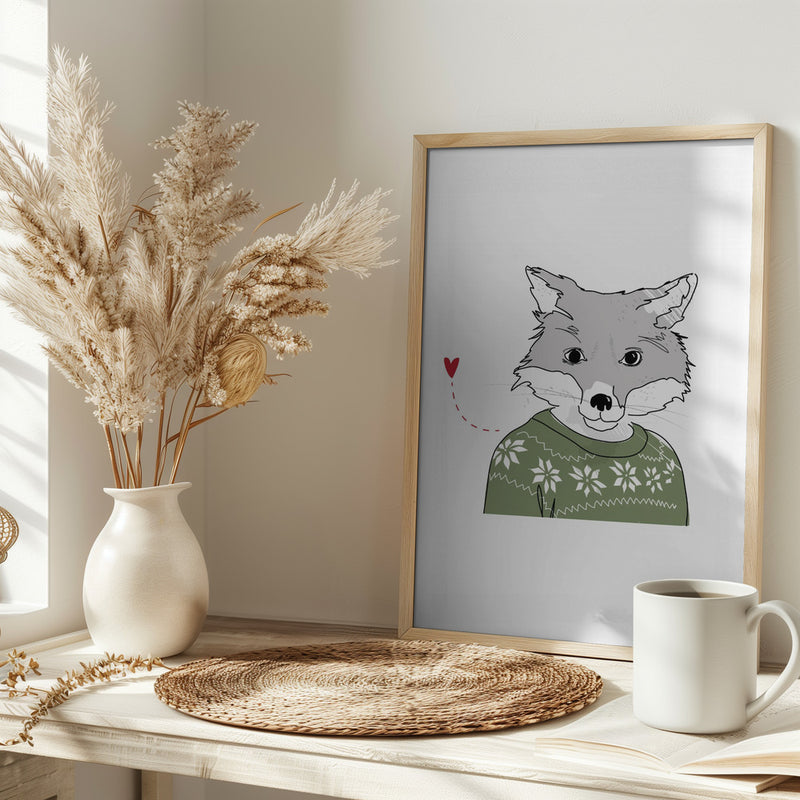 Furry Fox - Stretched Canvas, Poster or Fine Art Print I Heart Wall Art