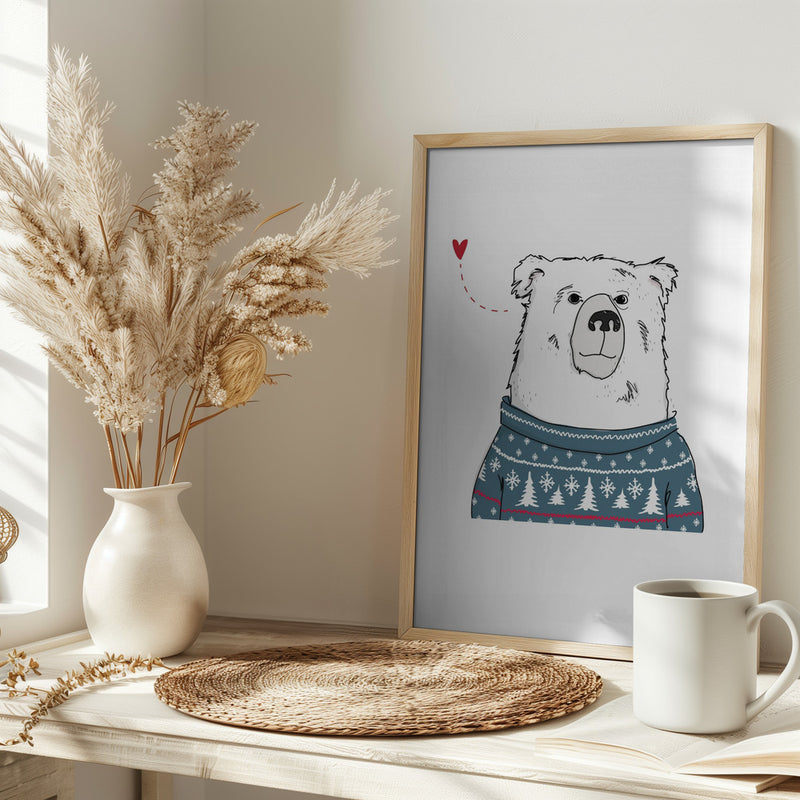 Winter Bear - Stretched Canvas, Poster or Fine Art Print I Heart Wall Art