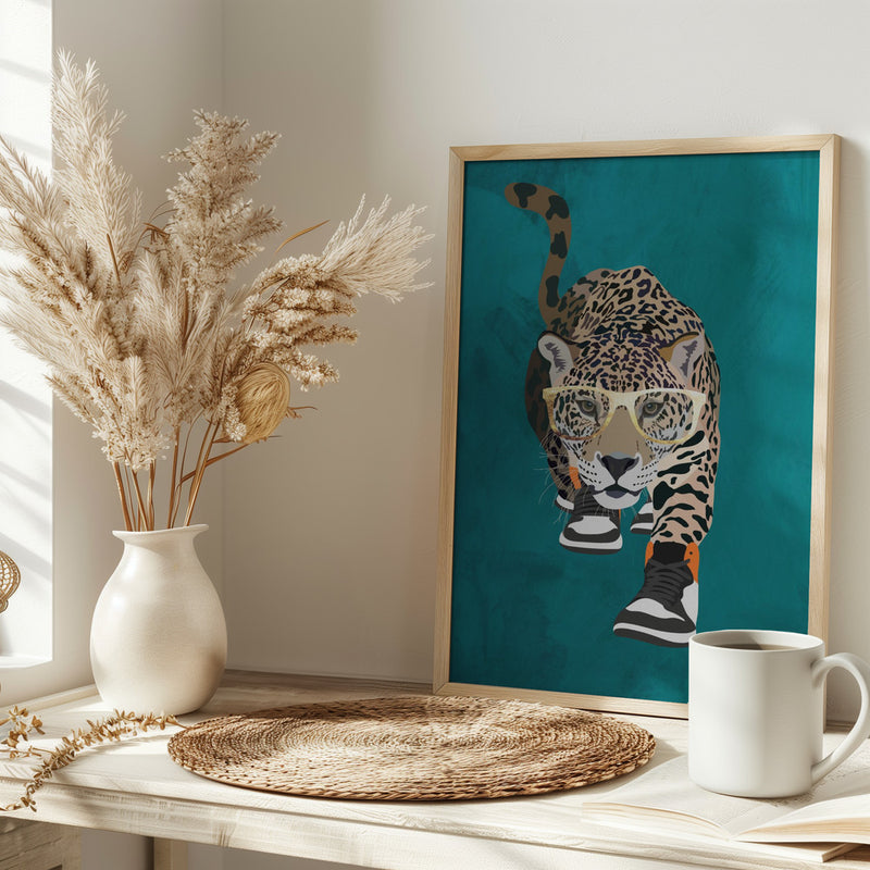 Jaguar prowling in high top sneakers - Stretched Canvas, Poster or Fine Art Print I Heart Wall Art