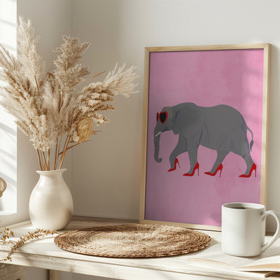 Elephant in heels and heart glasses - Stretched Canvas, Poster or Fine Art Print I Heart Wall Art