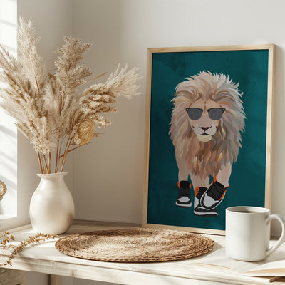 Lion prowling in high top sneakers - Stretched Canvas, Poster or Fine Art Print I Heart Wall Art