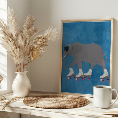 Rollerskating elephant - Stretched Canvas, Poster or Fine Art Print I Heart Wall Art