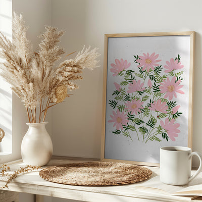 Ladybug flowers pink - Stretched Canvas, Poster or Fine Art Print I Heart Wall Art