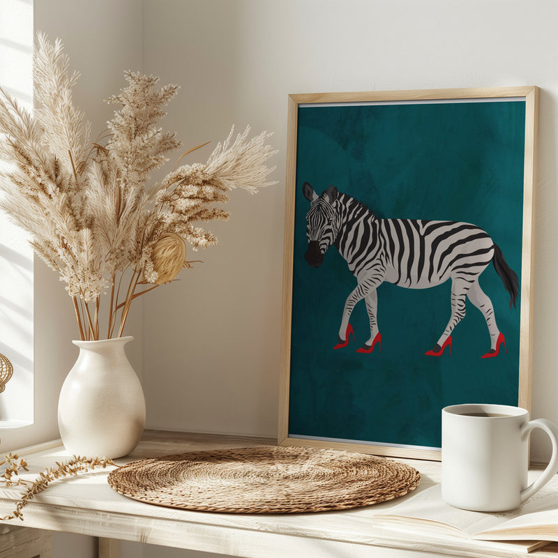 Zebra in heels 2 - Stretched Canvas, Poster or Fine Art Print I Heart Wall Art