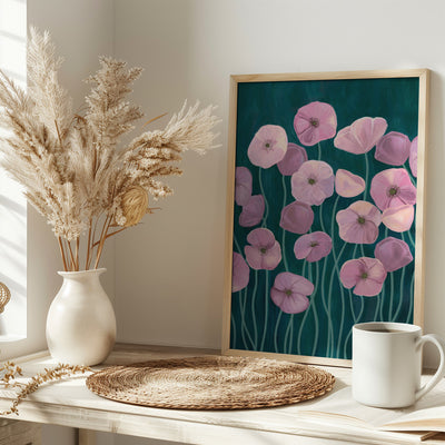 Pink poppies - Stretched Canvas, Poster or Fine Art Print I Heart Wall Art