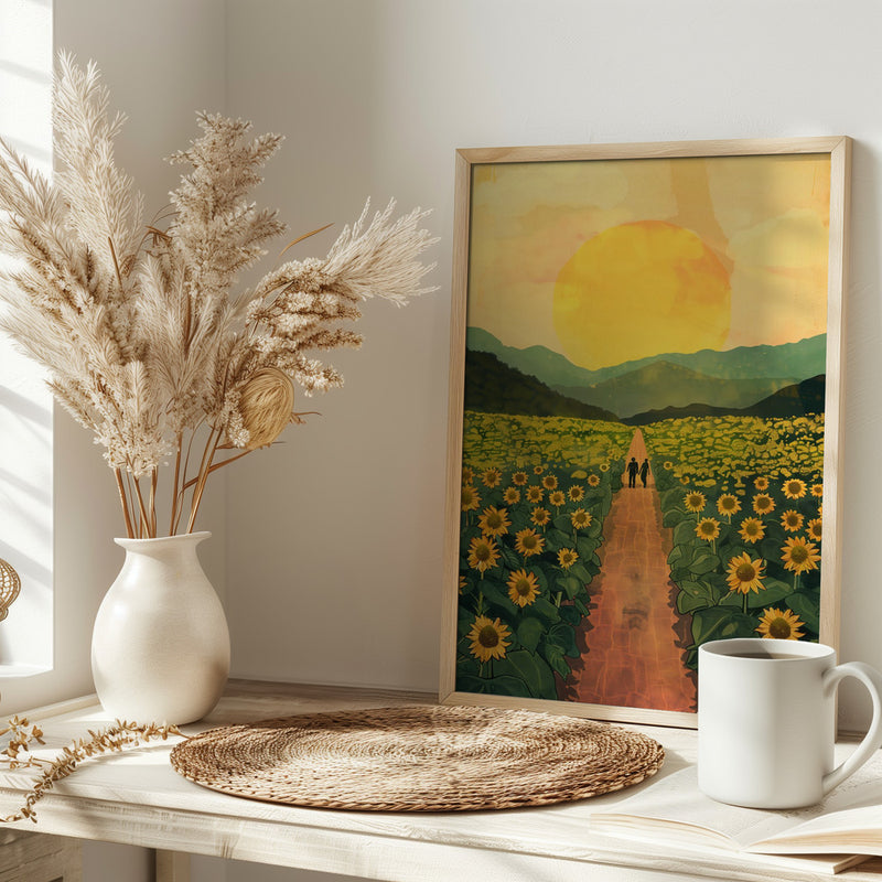 Sunflower Plantation - Stretched Canvas, Poster or Fine Art Print I Heart Wall Art