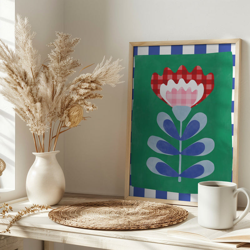 Floral Design with Bold Geometric Shapes - Stretched Canvas, Poster or Fine Art Print I Heart Wall Art