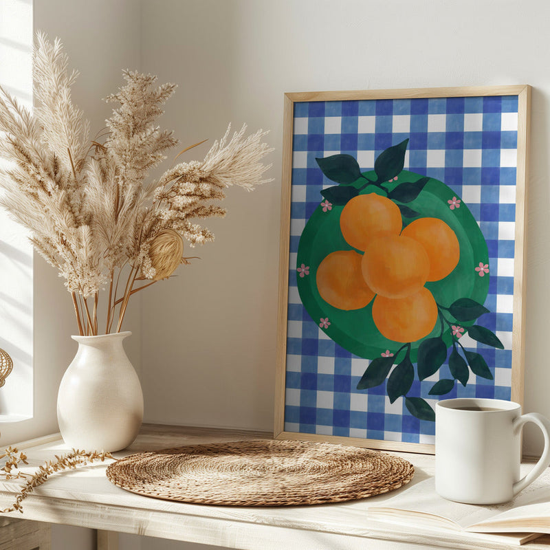 Checkered Citrus Charm - Stretched Canvas, Poster or Fine Art Print I Heart Wall Art