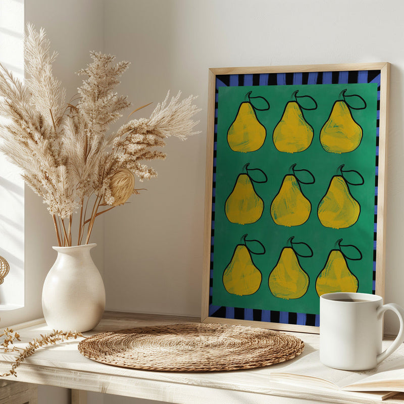 Pear Grid Harmony - Stretched Canvas, Poster or Fine Art Print I Heart Wall Art