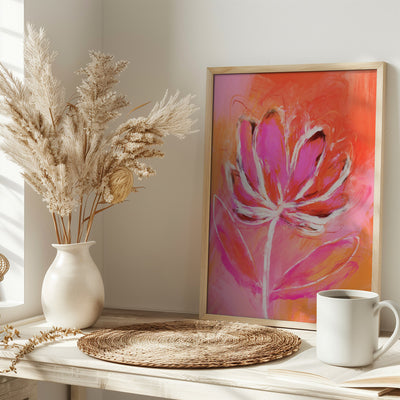 Fire Flower - Stretched Canvas, Poster or Fine Art Print I Heart Wall Art
