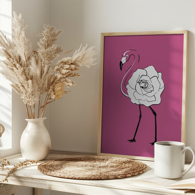 Rose Flamingo - Stretched Canvas, Poster or Fine Art Print I Heart Wall Art