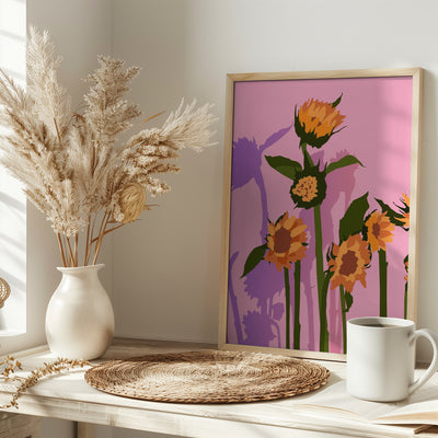 Golden Sunflowers Inside - Stretched Canvas, Poster or Fine Art Print I Heart Wall Art