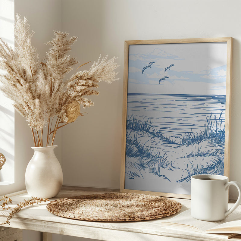 Seascape Sketch - Stretched Canvas, Poster or Fine Art Print I Heart Wall Art