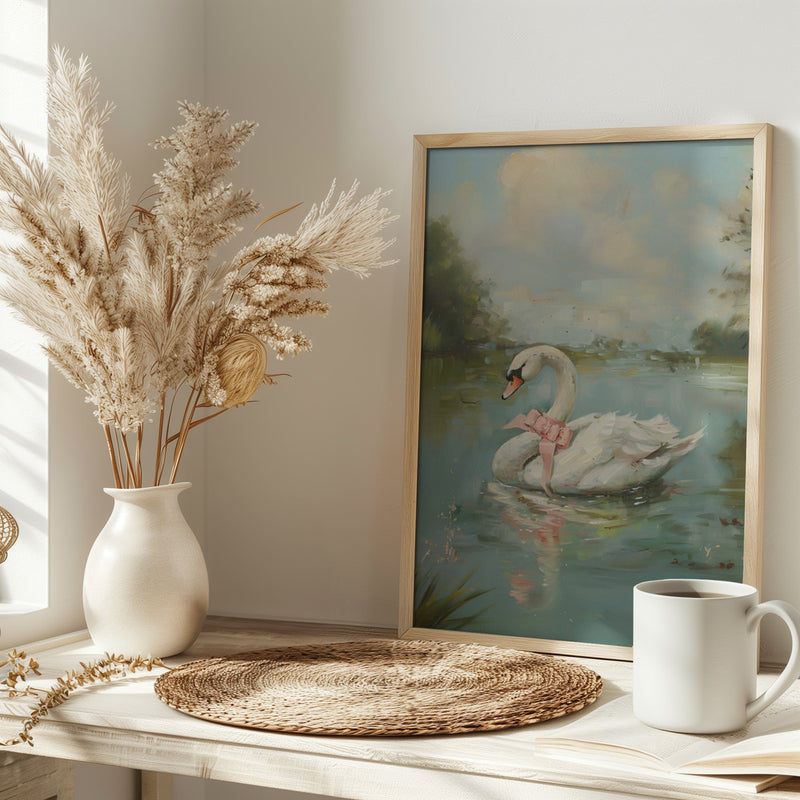 Vintage Swan Coquette - Stretched Canvas, Poster or Fine Art Print I Heart Wall Art