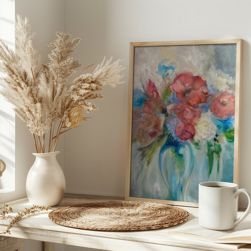 Blue Vase III - Stretched Canvas, Poster or Fine Art Print I Heart Wall Art