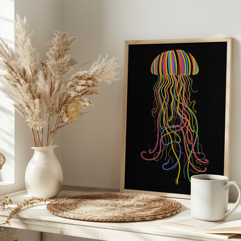 Rainbow Jellyfish - Stretched Canvas, Poster or Fine Art Print I Heart Wall Art