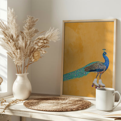 Peacock rollerskating - Stretched Canvas, Poster or Fine Art Print I Heart Wall Art