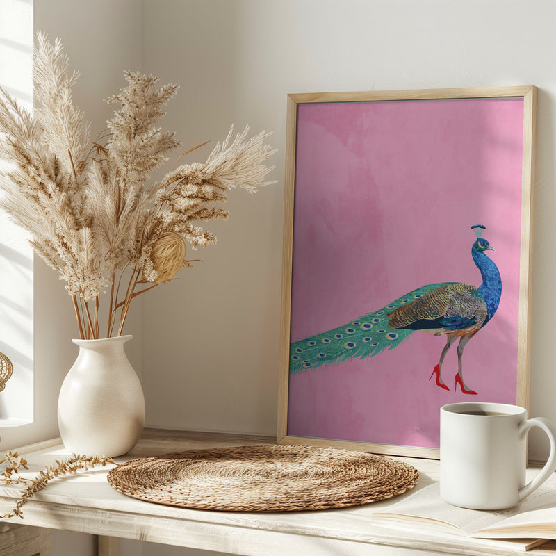 Peacock wearing heels - Stretched Canvas, Poster or Fine Art Print I Heart Wall Art