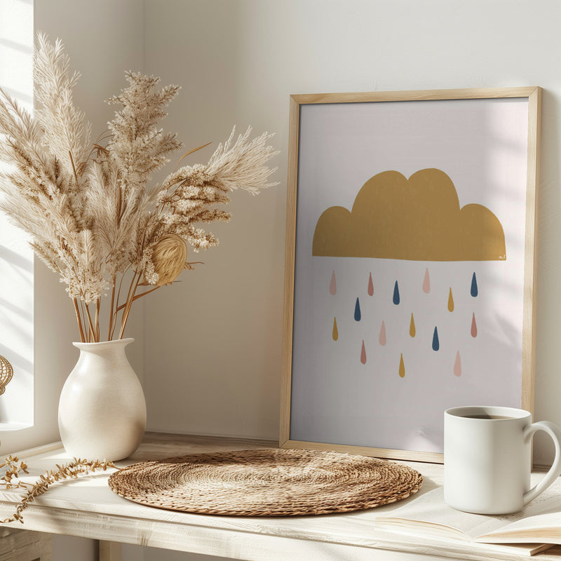 Yellow Raining Cloud - Stretched Canvas, Poster or Fine Art Print I Heart Wall Art