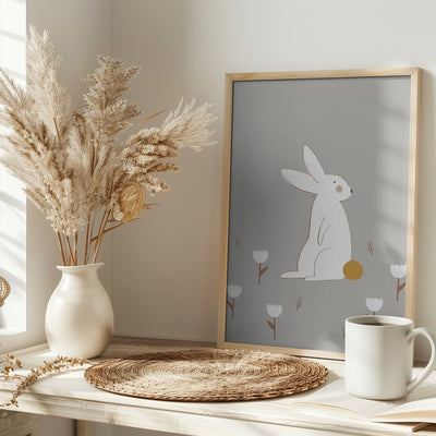 White Little Bunny - Stretched Canvas, Poster or Fine Art Print I Heart Wall Art