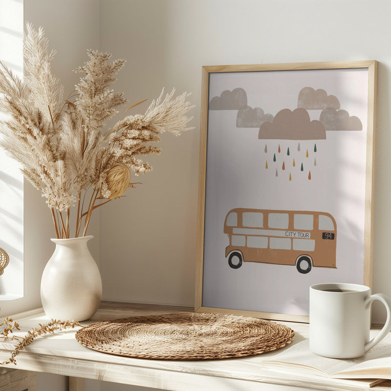 Orange Bus - Stretched Canvas, Poster or Fine Art Print I Heart Wall Art