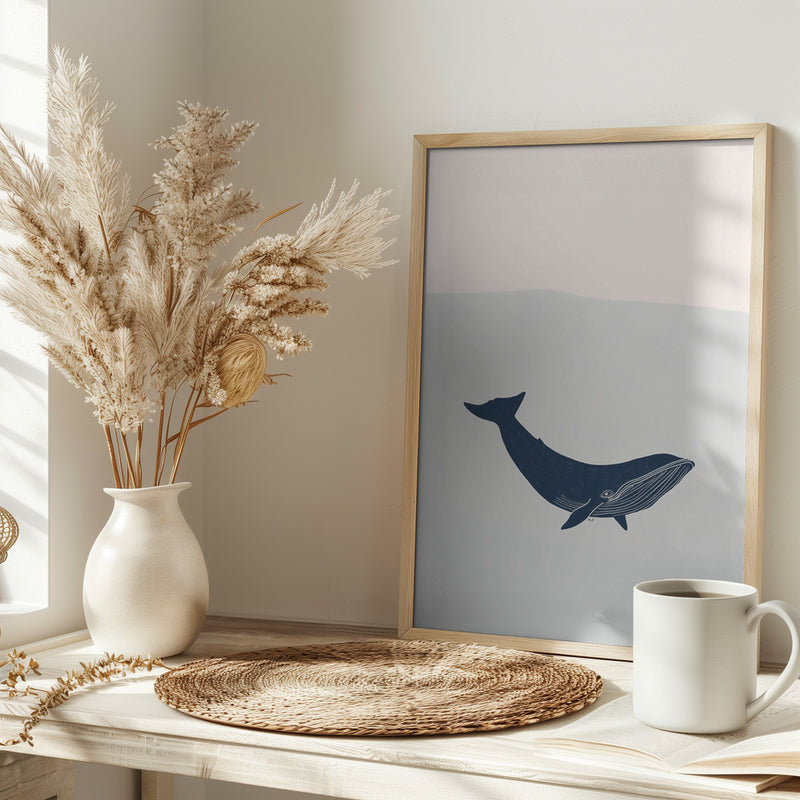 Blue Whale - Stretched Canvas, Poster or Fine Art Print I Heart Wall Art