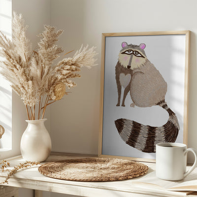 Sad Raccoon - Stretched Canvas, Poster or Fine Art Print I Heart Wall Art