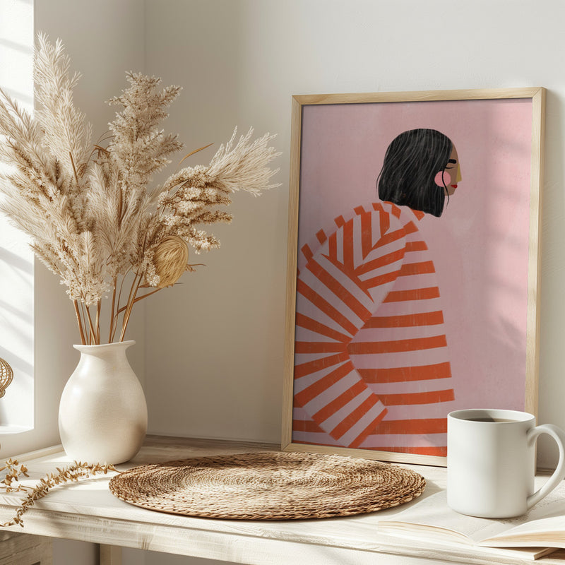 The Woman With the Ornage Stripes - Stretched Canvas, Poster or Fine Art Print I Heart Wall Art