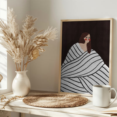 The Woman With Black and White Stripes - Stretched Canvas, Poster or Fine Art Print I Heart Wall Art