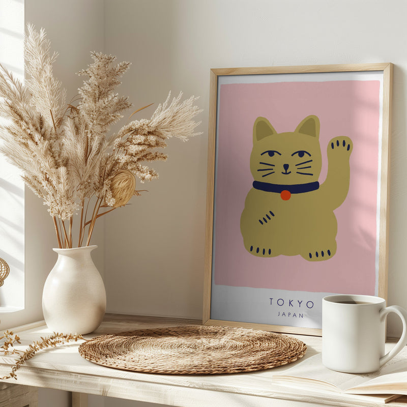 Maneki Neko – Lucky Cat - Stretched Canvas, Poster or Fine Art Print I Heart Wall Art