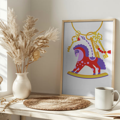 Horsy Toy Playful Simple Deco Illustration For Kids - Stretched Canvas, Poster or Fine Art Print I Heart Wall Art