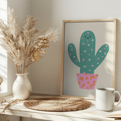 Happy Cactus - Stretched Canvas, Poster or Fine Art Print I Heart Wall Art