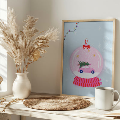 Snowglobe Pink - Stretched Canvas, Poster or Fine Art Print I Heart Wall Art