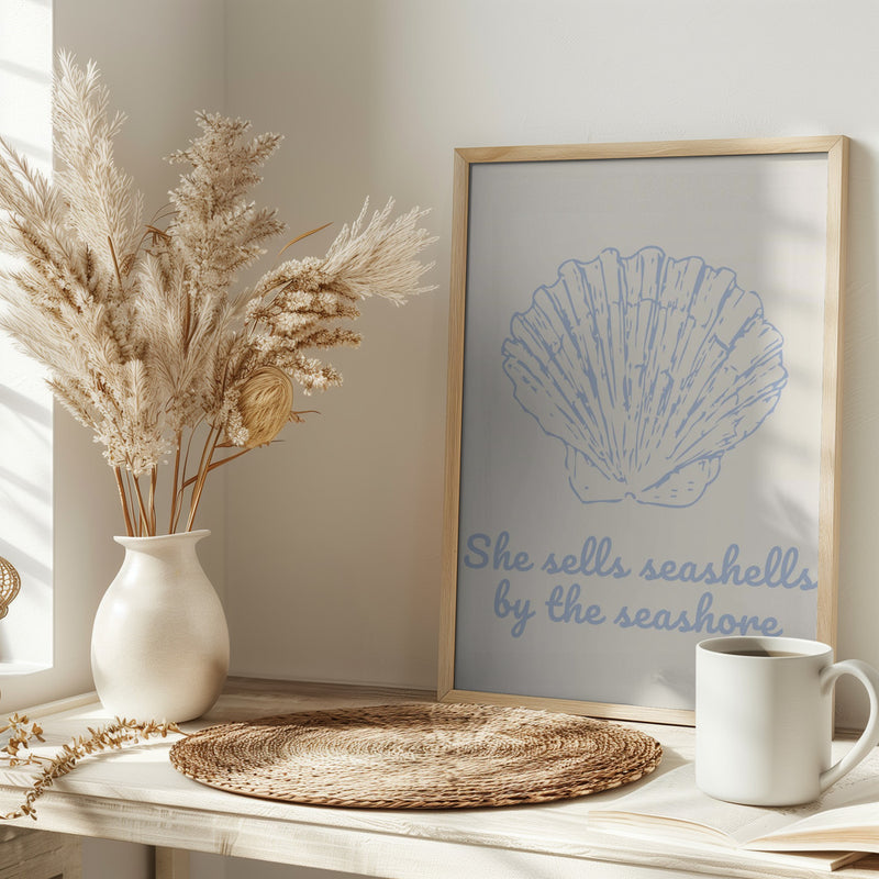 She Sells Seashells - Parchment - Stretched Canvas, Poster or Fine Art Print I Heart Wall Art