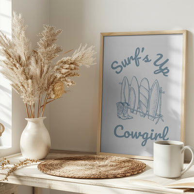 Surf's Up Cowgirl - Stretched Canvas, Poster or Fine Art Print I Heart Wall Art