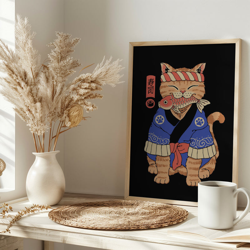 Sushi Meowster - Stretched Canvas, Poster or Fine Art Print I Heart Wall Art