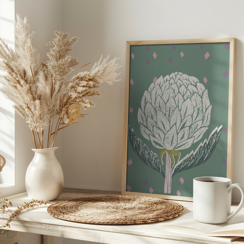 Artichoke sage green - Stretched Canvas, Poster or Fine Art Print I Heart Wall Art