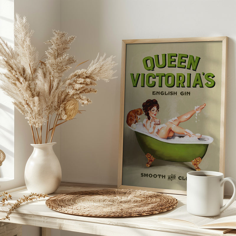 Queen Victoria English Gin Bath Pinup Girl - Stretched Canvas, Poster or Fine Art Print I Heart Wall Art