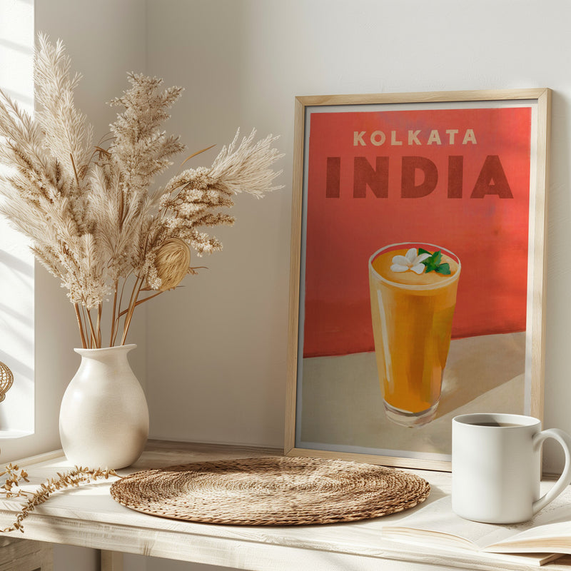 Travel Poster Cocktail Kolkata India - Stretched Canvas, Poster or Fine Art Print I Heart Wall Art