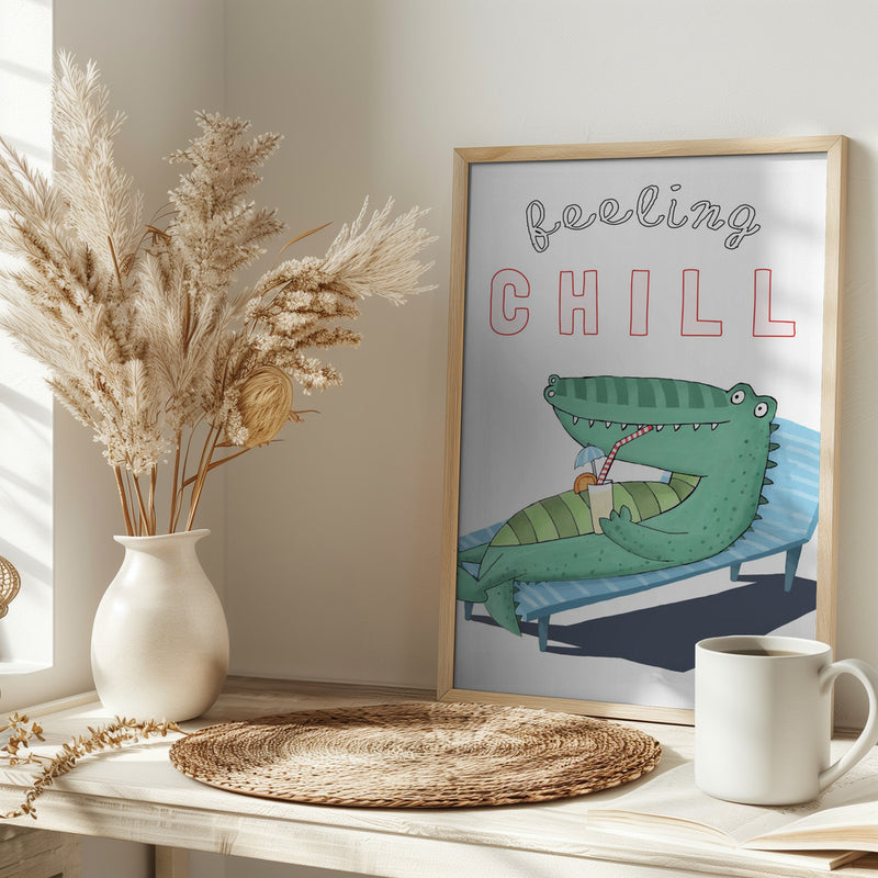 Feeling Chill! Funny Crocodile Lounging in the Sunshine by artist Carla Daly - Stretched Canvas, Poster or Fine Art Print I Heart Wall Art